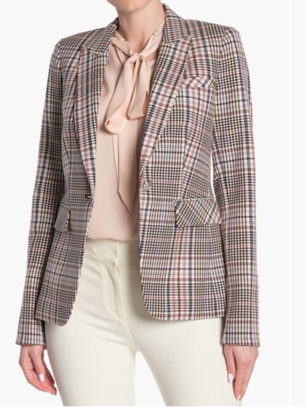 Veronica Beard Cutaway Dickey Blazer Jacket Pink Plaid Size 4